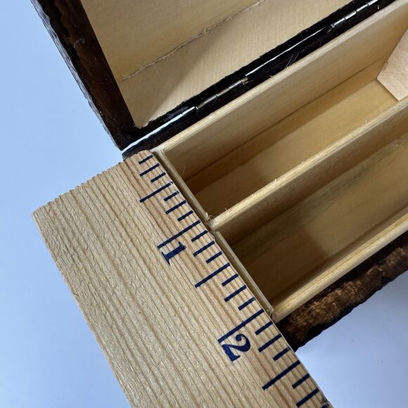 Vtg Wooden Carved 2 Deck Playing Card Box Hinged Heart Diamond Spade Club MCM - Picture 14 of 16